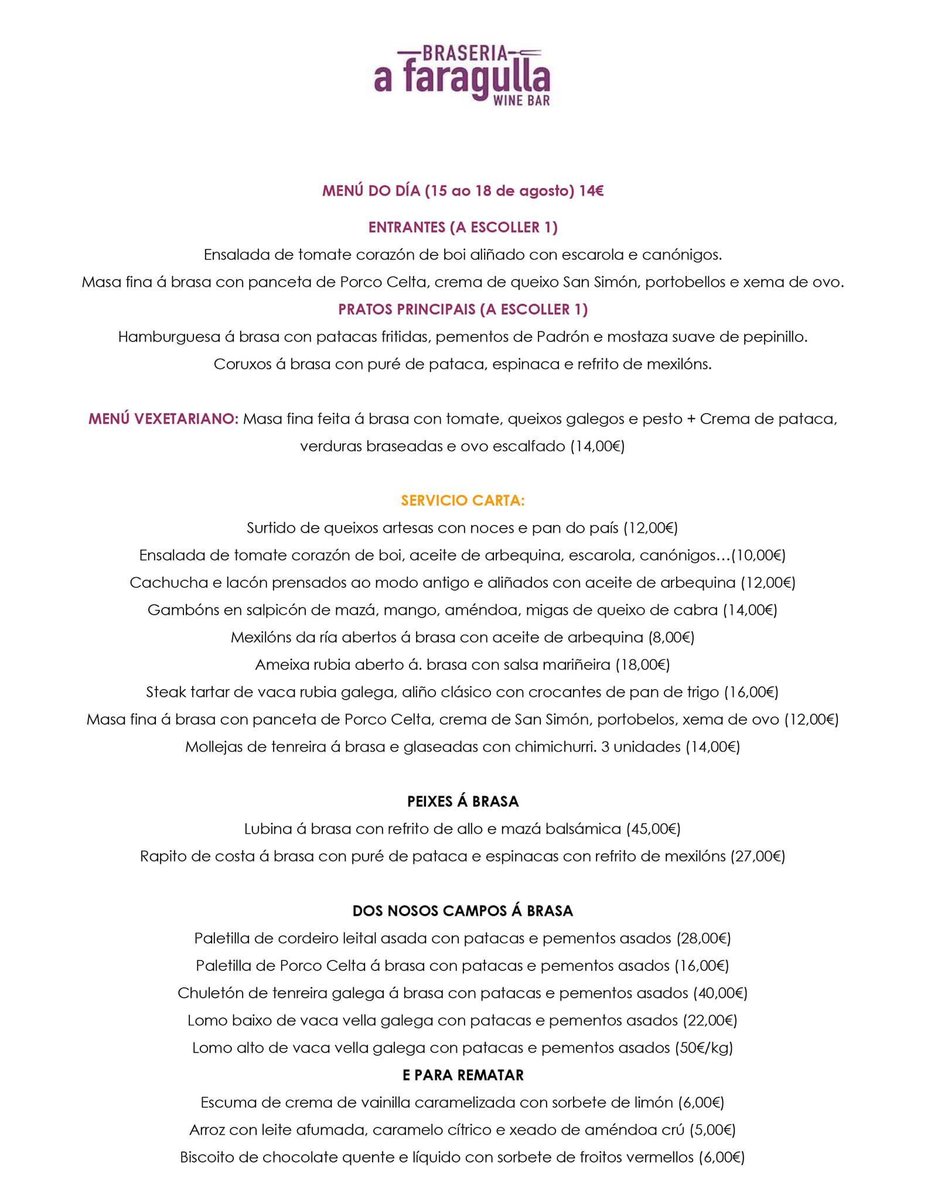 ℹ️ Como cada martes estreamos #MENÚSEMANAL e algunha cousiña nova en carta que creemos que vos encantará. A comer e....

‼️Moi feliz semana faragull@s‼️

#afaragulla #braseria #braseriaafaragulla #ribeirasacra #comerenribeirasacra