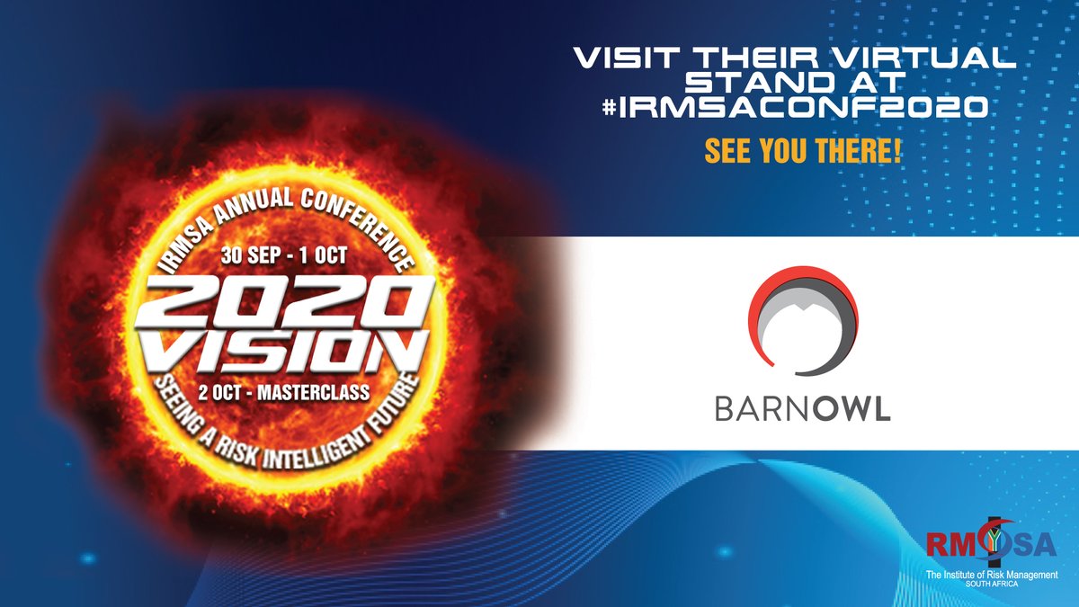 IRMSA Insight (@irmsainsight) on Twitter photo 📢#IRMSAConf2020 EXHIBITOR ALERT📢
We are so excited to announce our partner and exhibitor <a href="/BarnOwlGRC/">BarnOwl GRC</a> who will be at our first ever #IRMSAVirtualExhibition at this year's #IRMSAConf2020.
Book your seat and come visit their Virtual Exhibition Stand: irmsasite.org/conference2020 📢#IRMSAConf2020 EXHIBITOR ALERT📢
We are so excited to announce our partner and exhibitor <a href="/BarnOwlGRC/">BarnOwl GRC</a> who will be at our first ever #IRMSAVirtualExhibition at this year's #IRMSAConf2020.
Book your seat and come visit their Virtual Exhibition Stand: irmsasite.org/conference2020