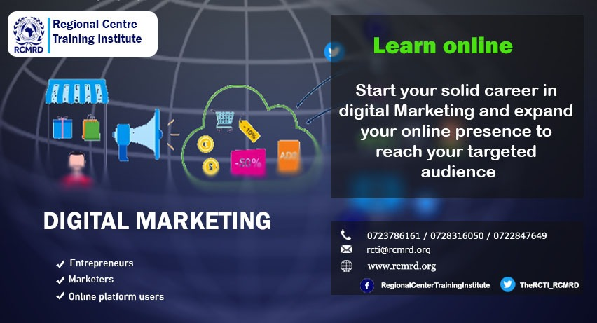 TheRCTI_RCMRD's tweet photo. Start off your solid career in digital marketing &amp; expand your online presence to reach your targeted audience. Online classes . Online classes start on 5th October, 2020. ENROLL NOW by calling  0723786161
#RCTIonlineclasses
@Patrick_jmtz @Martinmuimi @mulihiB https://t.co/u4UnIXxqQz