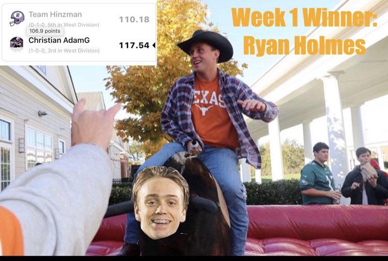 grenades_hand's tweet photo. An update on America’s Game of the Week series, from the boys’s fantasy league @ryanholmes19 @hinzman_caleb https://t.co/2XeTMLF2N7