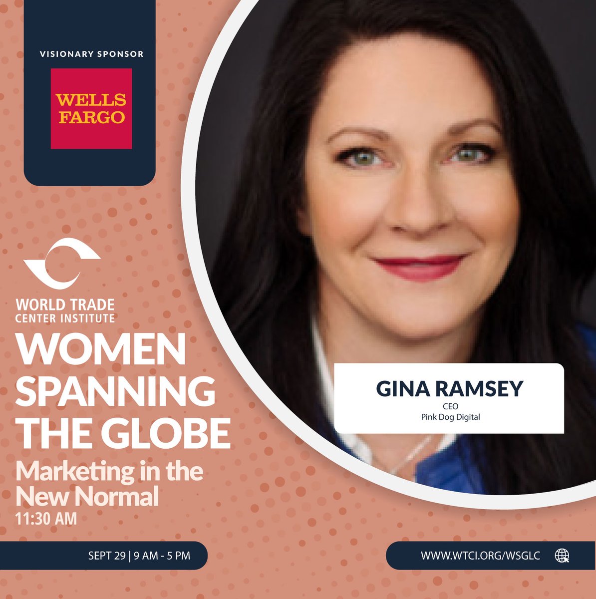 WTCInstitute's tweet photo. Is your organization ready to market in the new normal? In this session, at WTCI's #WomenSpanningtheGlobe , learn new approaches and channel strategies that are yielding surprising results in this new normal from @PinkDogDigital #CEO, Gina Ramsey. Reg: https://t.co/P8gtfePhbG https://t.co/YQmwur55mP
