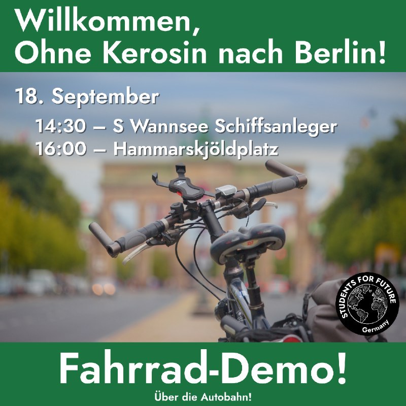Nach 2 Wochen und 800 km auf dem Rad, kommen wir am Freitag endlich in Berlin an!😍
Schließt euch uns auf den letzten Kilometern an! 14:30 am Wannsee oder um 16:00 am Hammarskjöldplatz

Lasst uns gemeinsam ein Zeichen für die notwendige klimagerechte Wende setzen! #JetztUmlenken