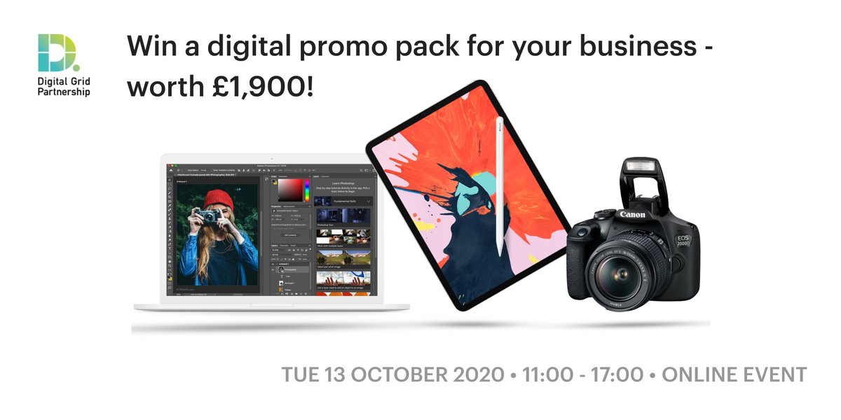 SBILondon's tweet photo. Win a promo pack worth £1,900 to support your business's marketing! 

Just attend Digital Grid Partnership's next event, learn about our digital skills support and get your name put in the hat 👇

T&amp;C's apply.

https://t.co/jZJIpzhKaz https://t.co/NS0HLSiy1s