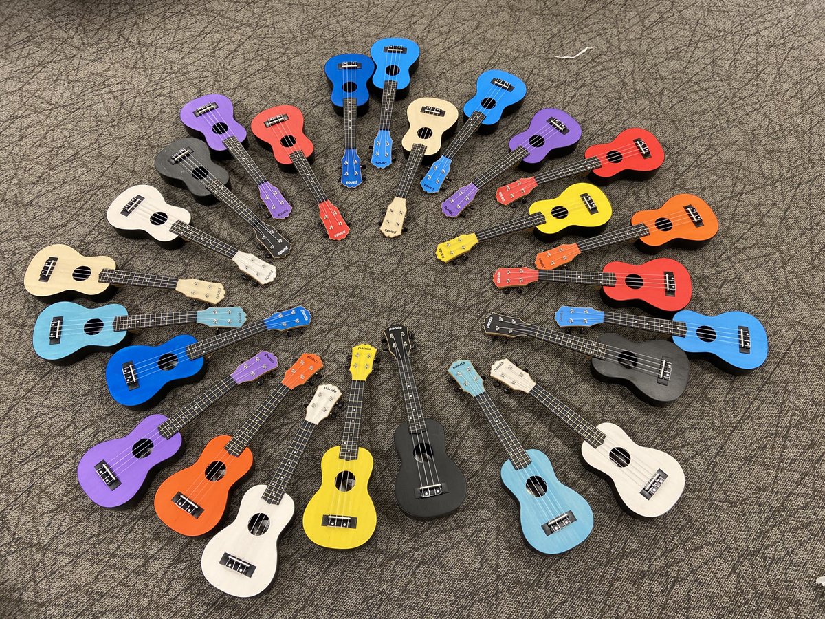 Zarello12's tweet photo. Mrs Ferguson is getting the ukuleles ready to go home for our remote learners!  @bpcschools #proud2bpc https://t.co/g7EjvJIV2q