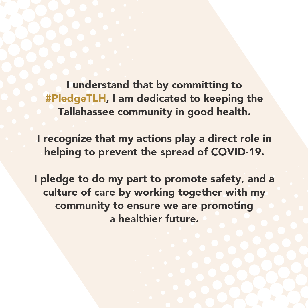 FSUDSA's tweet photo. Take the Pledge to keep the Tallahassee community safe and help prevent the spread of the virus at https://t.co/NHQuUcJ9bJ #PledgeTLH https://t.co/qZYcadqRsy