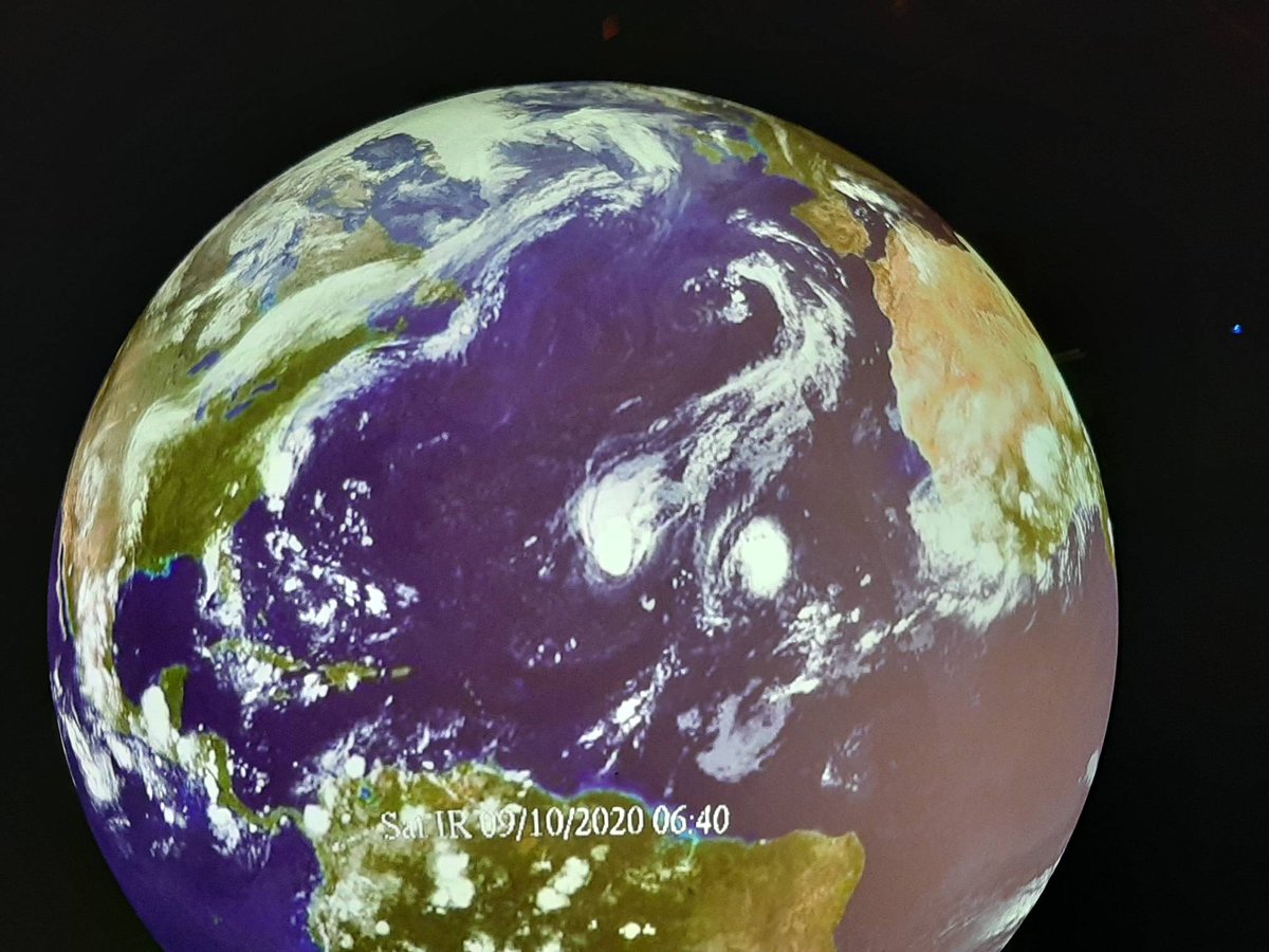 MNH_Naturalists's tweet photo. The Atlantic Ocean has been exceptionally busy this season! These are images from our Science on a Sphere showing the Atlantic storms from September 9th to 12th. Stay tuned as we keep a close eye on some newly developing storms this week! #ScienceOnASphere #HurricaneSeason2020 MD https://t.co/ko5rDwgwsf