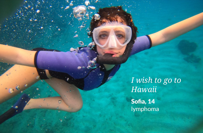 On World Lymphoma Awareness Day, we remember Sofia’s wish. Her wish to go to Hawaii to experience snorkeling, Polynesian culture &amp; food w/ her family was perfect. Sofia’s mom said, “This wish allowed us to have a positive, fun, memorable experience on Sofia's birthday!” #WLAD2020
