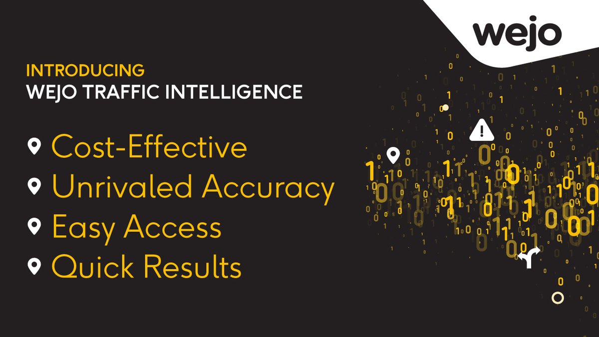 wejoHQ's tweet photo. How Traffic Intelligence can empower your business:
💰Subscribe to receive data in your chosen location and frequency
📊Insights in a digestible CSV
✔️Powered by 4.8 trillion datapoints covering 95% US roads
#TransformMobility #MobilityData #VehicleData #BigData https://t.co/9M72fKOtun