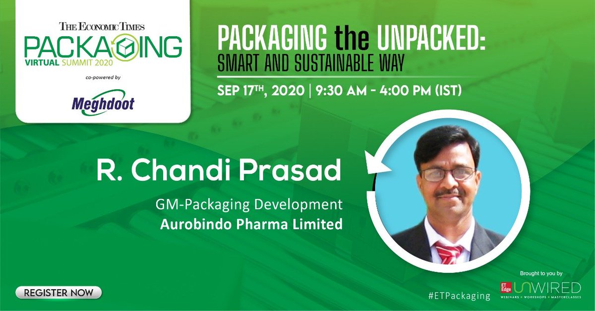 ET_Edge's tweet photo. #ETUnwired #ETPackaging| We are delighted to welcome R. Chandi Prasad, GM- Packaging Development, Aurobindo Pharma Limited at The Economic Times Packaging Virtual Summit as our esteemed speaker.  
Join the discussion: https://t.co/EXaiEe2U9p https://t.co/r3BwHpudlI
