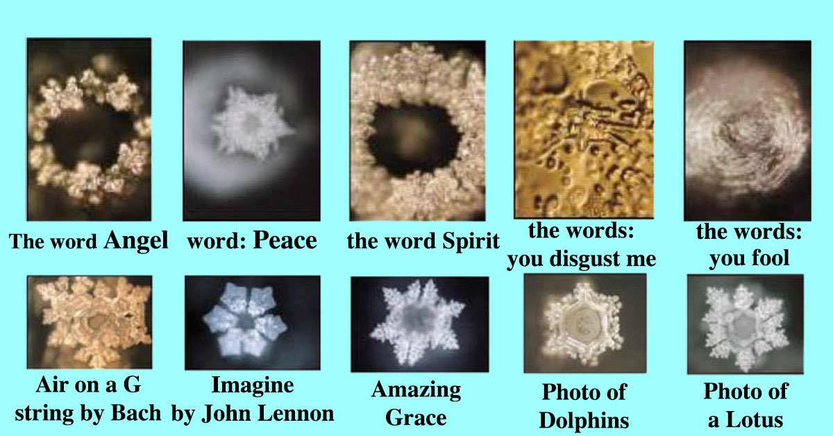 When you realize that everything is energy, frequency and vibration (Tesla) the dots connect. Words, thoughts, emotion and sound. We are mostly water. How does it look? 3/