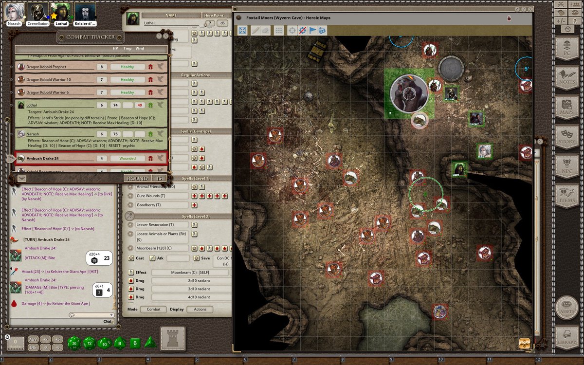 CrimsonNib's tweet photo. #EberronAdventures
Same pic as last tweet ... why-o-why? Cause @iNulky beat on us with minions from hell-no-#Tiamat! #2session battle as the #endoftheworld approaches!

#RPG #DnD @FantasyGrounds2 @Wizards_DnD https://t.co/o4N5cYpnor