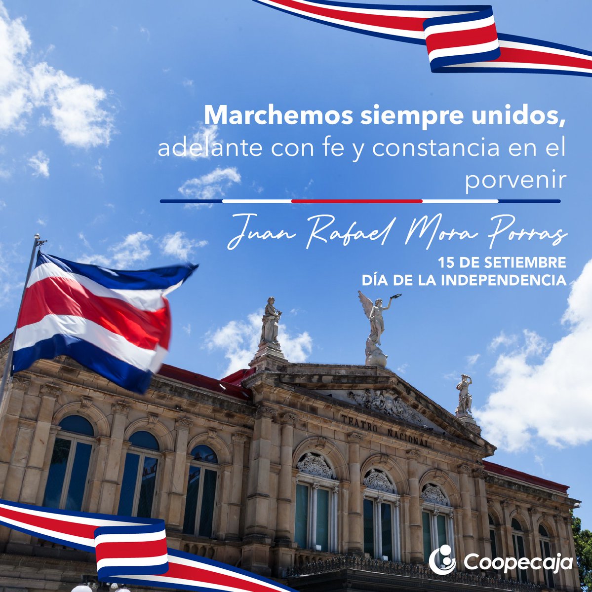 CoopecajaRL's tweet photo. ¡Felicidades Costa Rica! Hoy celebramos 199 años de vida independiente. #Feliz15DeSeptiembre #MesDeLaPatria 🇨🇷 https://t.co/SS3XgWYUzy