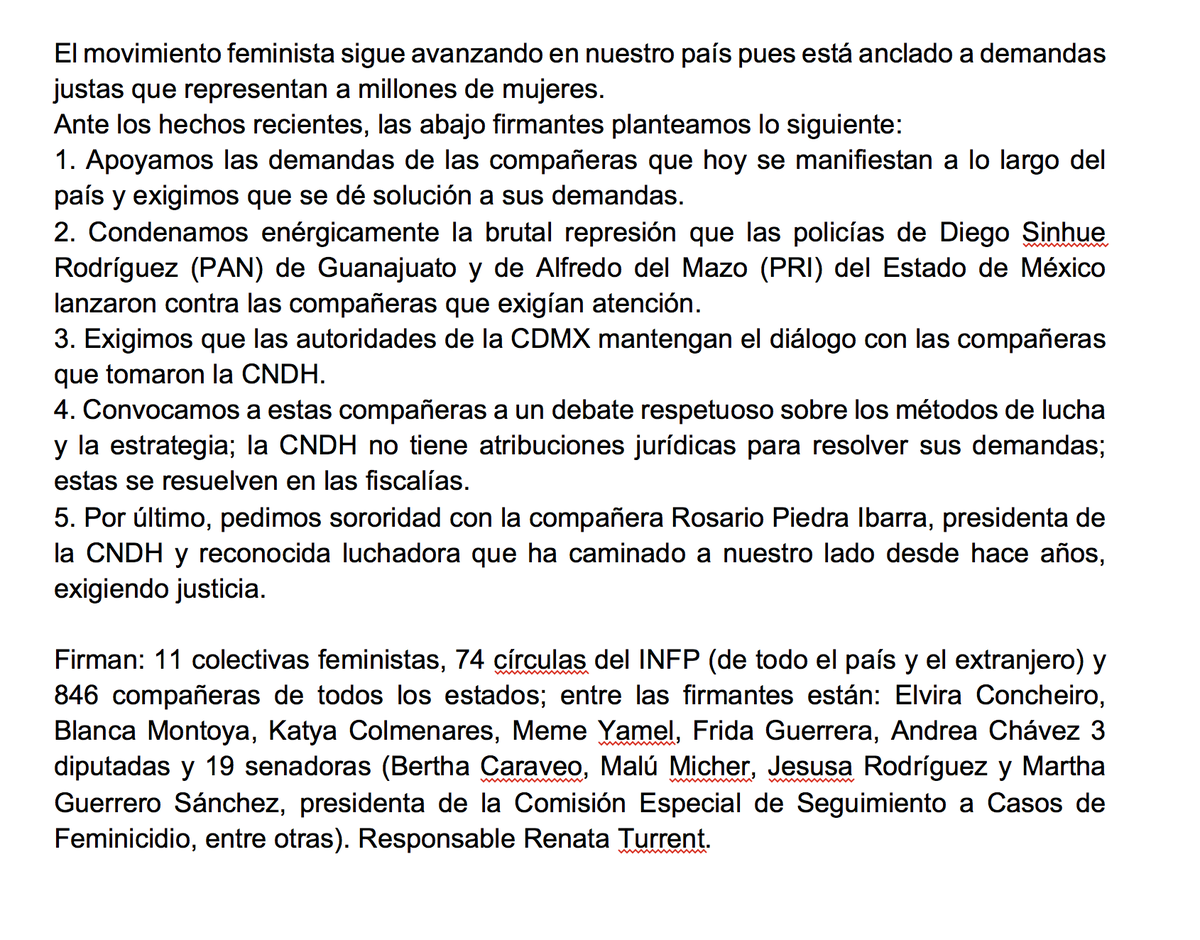 fisgonmonero's tweet photo. Por favor, lean la carta resumida de las compañeras y denle RT. https://t.co/j2lPsZljFC