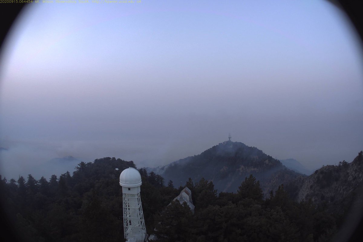 "Rise and and shine" for the #BOBCATFIRE at dawn today. The observatory boundaries are still secure at this time and we have 12 companies of professionals from <a href="/LACOFD/">LACoFD</a> intending to keep it that way. It's shaping up to be a good day for aerial action, too.