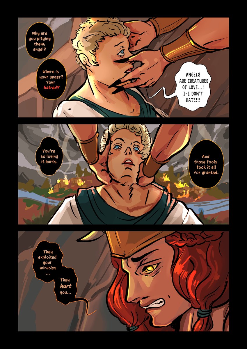 False Gods - PG25-26 -27CW: Blood, violence, mythical settings, false beliefs, religious abuse. Please proceed with caution.The story takes places after Rome, each of them is assigned a new job acting as a local deity in a long forgotten civilization. #goodomens  #falsegodsAU