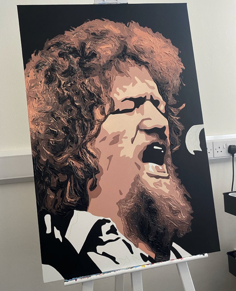 AidanCregan's tweet photo. Some task on the barnet! Halfway through my first Luke Kelly commission... https://t.co/mcA1QGGvPG