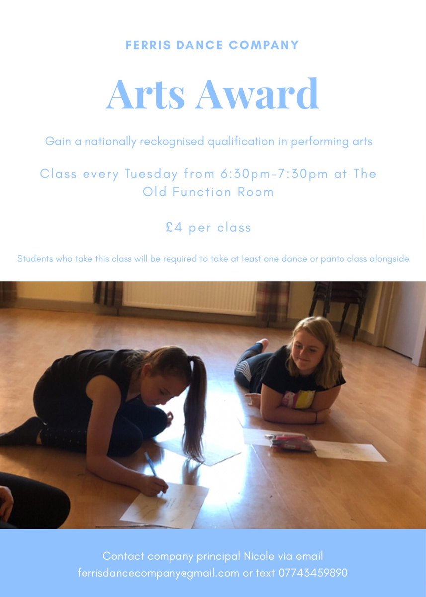 This evening we have the following classes available: 
 
💫Baby Boppers FOUR spaces 
💫Pre Seniors Panto THREE spaces 
💫Seniors Panto TWO spaces
💫Arts Award ONE space

If you’d like a space in any of these classes please message us &amp; we’ll get all the info sent across to you 😁