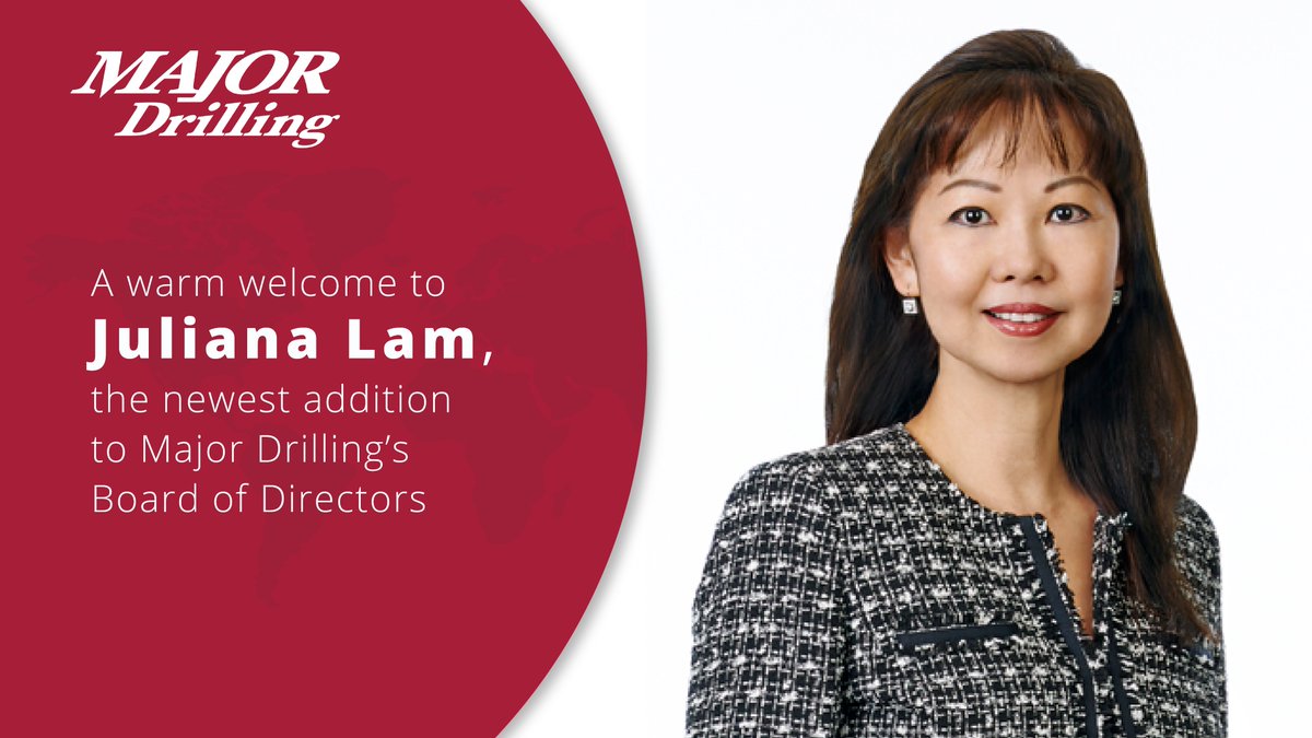 MajorDrilling's tweet photo. We are pleased to welcome Juliana Lam to the Major Drilling Board of Directors. Read full news release: https://t.co/FMsI0jfwZM

#WomenInMining #DefiningLeadership #MajorDrilling https://t.co/0eLM114uhW