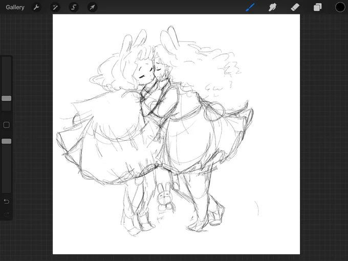 i keep.. adding bunny ears to everything I don't know why it makes me so inspired.. but also I can't find a figure reference for this thing I want to draw ? how do people draw couples help ? #wip 