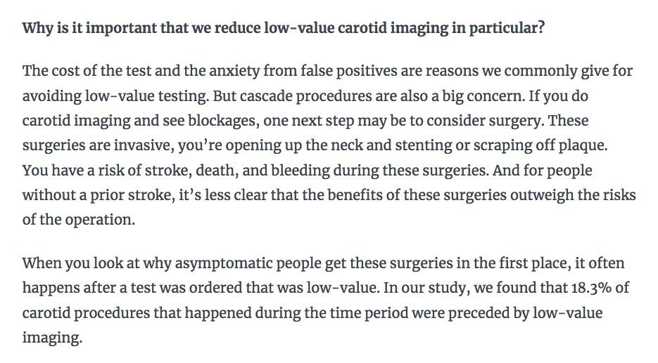 chrishendel's tweet photo. Why we need to reduce low-value carotid imaging
👏 @JudiTheGarber @lowninstitute @TimAndersonMD
https://t.co/kFj8mEqDgU
#choosingwisely #carotidimaging #stroke #TIA #LessIsMore #screening #overtreatment #overscreening #overdiagnosis #LowValueTesting #LowValueTests https://t.co/69XrdaNQsi