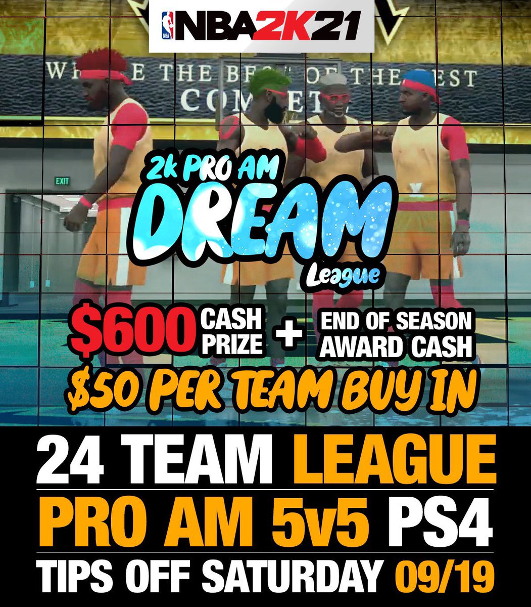 2kDreamLeague1's tweet photo. Shout out @_ChrisRich and @make_embelieve_ locking in for season 3. #2kCommunity #2kfreeagent @Big_Brudda_PURP @2kDiscord @WalkOnWarriors @2kCompGames @2KCrewFinder filling final spots now! https://t.co/TNlNU9HTlx