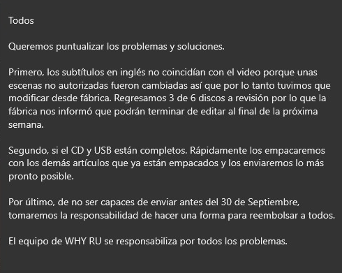 ZeeSupMexico's tweet photo. [Traducción]

Comunicado oficial sobre la situación del Boxset.

Ante todo comprensión, esperemos que todos puedan recibir su boxset o en su defecto su reembolso. 

#WHYRUboxset 
#WHYRUtheseries https://t.co/JuOK1OKBbr