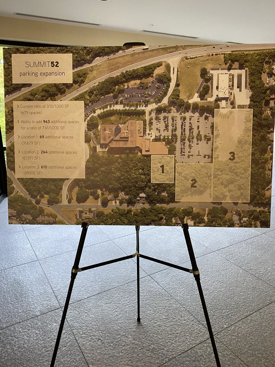 TimCowden's tweet photo. Appreciate @Colliers_KC RC Jensen inviting @opchamber @bethajohnson + me for a bldg tour of #Summit52 (frmr SwissRe). Open floor plates in a lush park setting. 10 mins from d-town #KC. Apprx. $20 psf all in. 295K sf. @Somera_Road all in for #KC. Great #HQ + shared svcs site. https://t.co/gxK39VqNxS