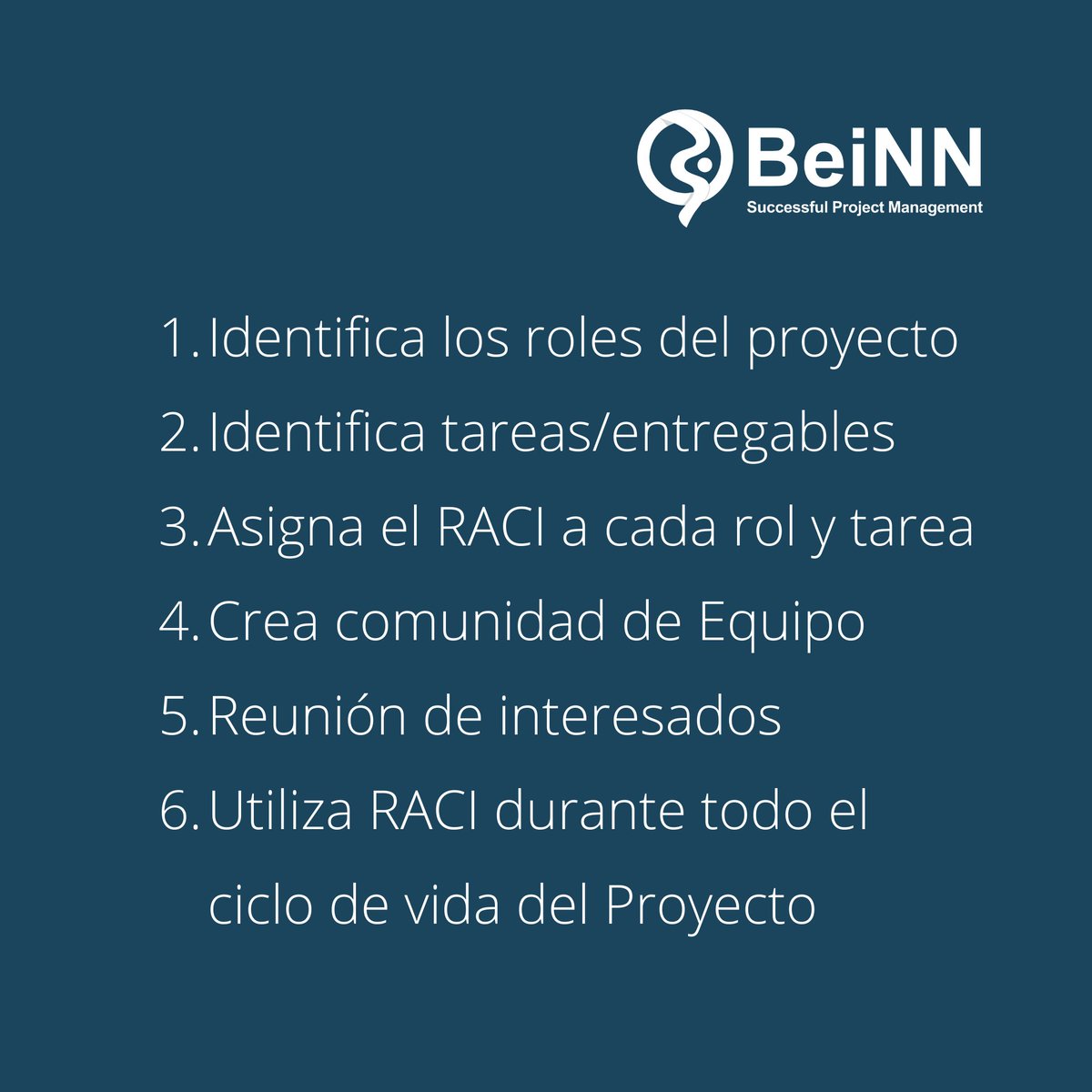 BeiNN_Ideas's tweet photo. Paso 6: Dale utilidad a RACI durante todo el ciclo de vida del Proyecto.
Comprueba que todo lleva su curso.

Al final del Proyecto, recuerda siempre hacer recogida de Lecciones Aprendidas: ¿Necesitabas tanta gente involucrada? ¿Las personas responsables hicieron la tarea? https://t.co/UioTcTGn9s
