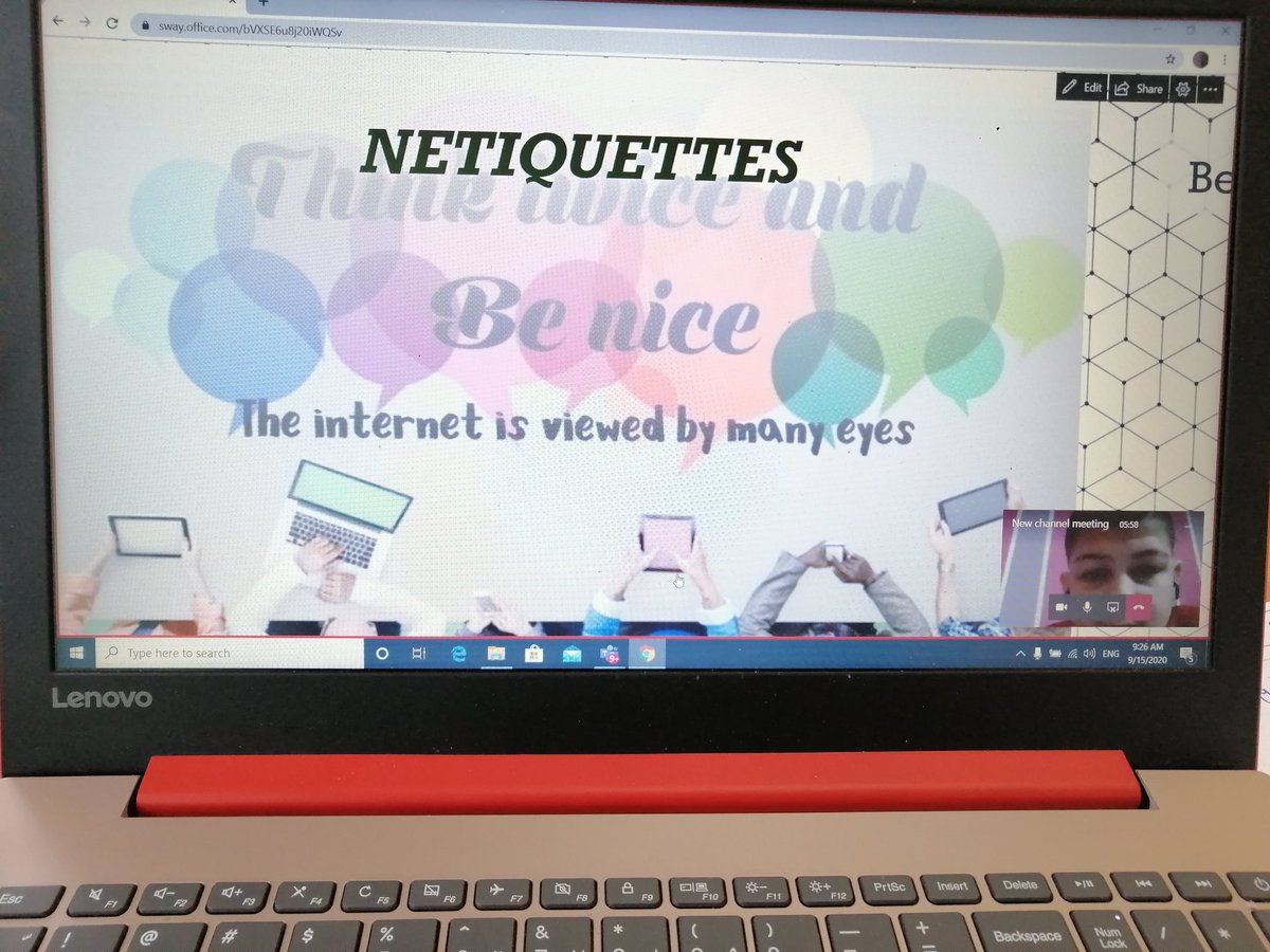 NElakhdar's tweet photo. The classroom rules that can fit the #NewNormal year #netiquettes session @sway @MakAishaSchool https://t.co/k5omMfDcTq