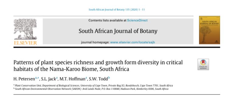 hanacardiaceae's tweet photo. My #MSc paper is out! Investigating patterns of plant species richness &amp; growth form diversity in two key habitat types in the Nama-Karoo biome, ZA 🌿🌼⛰ https://t.co/gkUaHVFMnp @Plants_PCU_UCT https://t.co/wYolTLgFKw