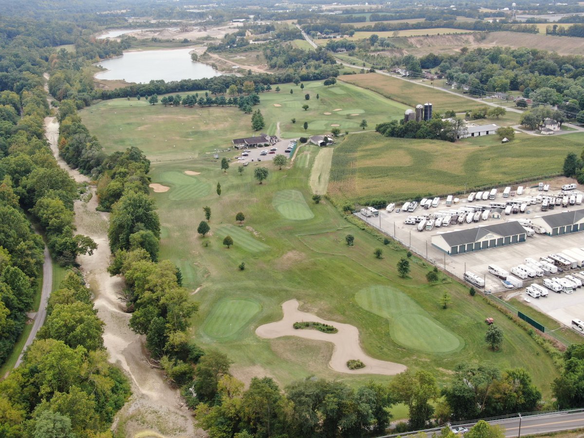 Aerial photos of Robin’s Nest Par 3 &amp; Driving Range in Harrison. It is one of the tristate’s nicest Par 3 golf courses. Check their website for hole fly by video coming soon. #aerialphotography #cincinnati #par3 #harrisonoh #cincinnatigolf #djmavicpro #golf #cincinnatisports