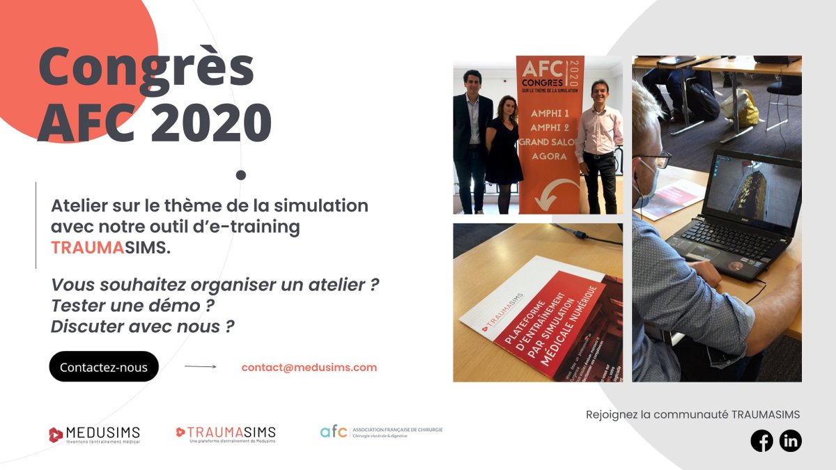 MEDUSIMS 🎀 (@medusims_sas) on Twitter photo 🎨 Atelier TRAUMASIMS au congrès <a href="/AssoFrChirurgie/">AssoFrChirurgie</a> - Association Française de Chirurgie - AFC qui avait pour thématique la #simulation. L'occasion de faire découvrir une de nos plateformes d'#etraining MEDUSIMS.
#sante #innovation #esante #formation 🎨 Atelier TRAUMASIMS au congrès <a href="/AssoFrChirurgie/">AssoFrChirurgie</a> - Association Française de Chirurgie - AFC qui avait pour thématique la #simulation. L'occasion de faire découvrir une de nos plateformes d'#etraining MEDUSIMS.
#sante #innovation #esante #formation