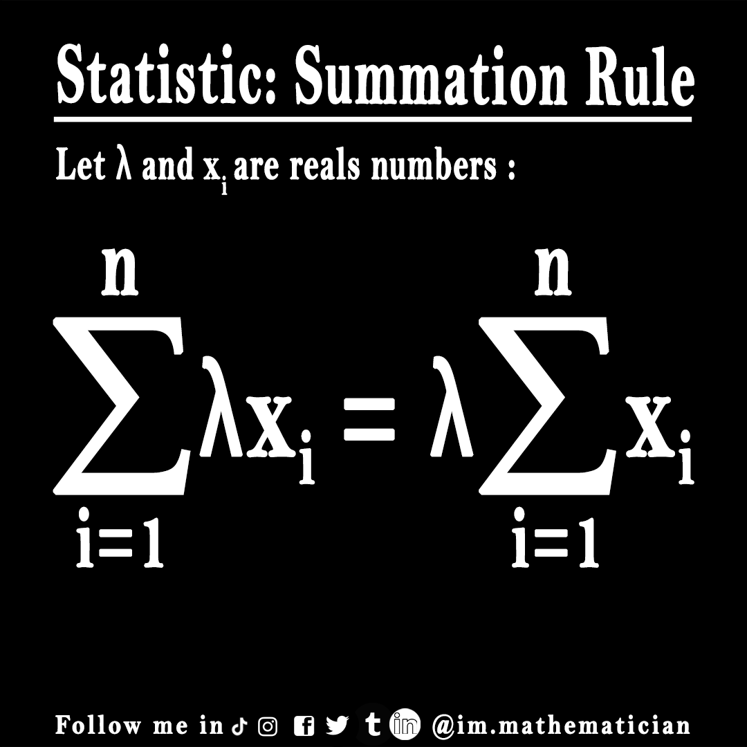 ImMathematicia2's tweet photo. Statistic: Summation Rule  😍😍
Share the love ❤ with your friends 💌.
#mathematics_facts #mathcompetition #mathstudy #maths #mathlogic #mathformula #basicformula #mathgenius #mathforeveryone #mathforever #mathmatics #mathknowledge #mathindia #mathyou #mathrevision😍 https://t.co/a5JcZlLvrd