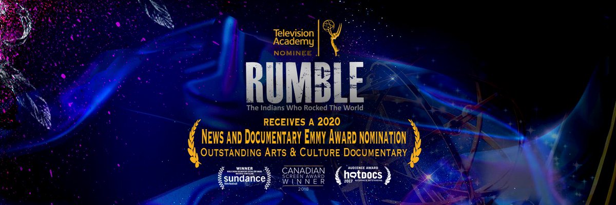 One week away from the News &amp; Documentary #Emmys2020 - <a href="/RumbleFilm/">RumbleTheFilm</a> is nominated for Outstanding Arts &amp; Culture Doc on 09/22!!   <a href="/ITVSIndies/">ITVS</a> <a href="/IndependentLens/">Independent Lens</a> @visionmakrmedia  <a href="/RezoPics/">Rezolution Pictures</a> <a href="/StevieSalas/">Stevie Salas</a> #Indigenousfilm