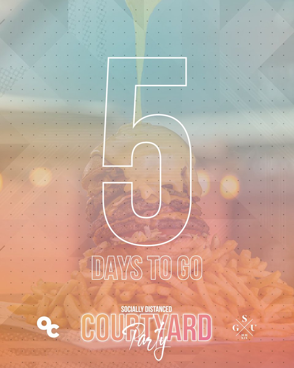 5 days until the Freshers Courtyard Party 😍. Tables filling up fast! Book yours now through fixr.co/event/457864253 📲🥳