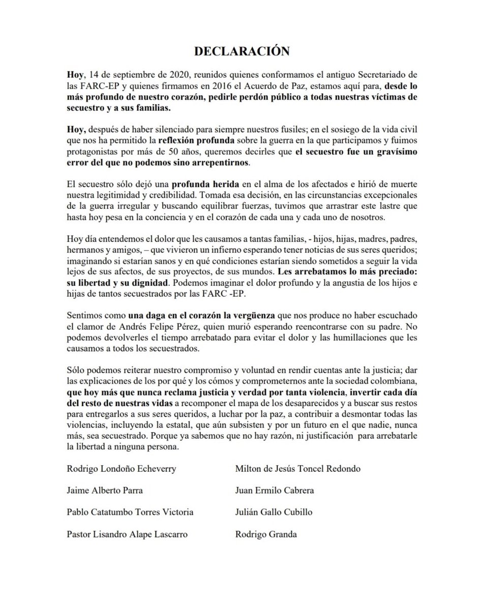 VickyDavilaH's tweet photo. Que Farc se reconozcan como secuestradores no es un favor que le hacen a Colombia, es su obligación. ¿A caso no están libres y en el congreso?. Esto no es de aplaudir. Esto es para exigirles la verdad completa. Son protagonistas de más de 50 años de terror y sangre. https://t.co/k4k9CoUA7D
