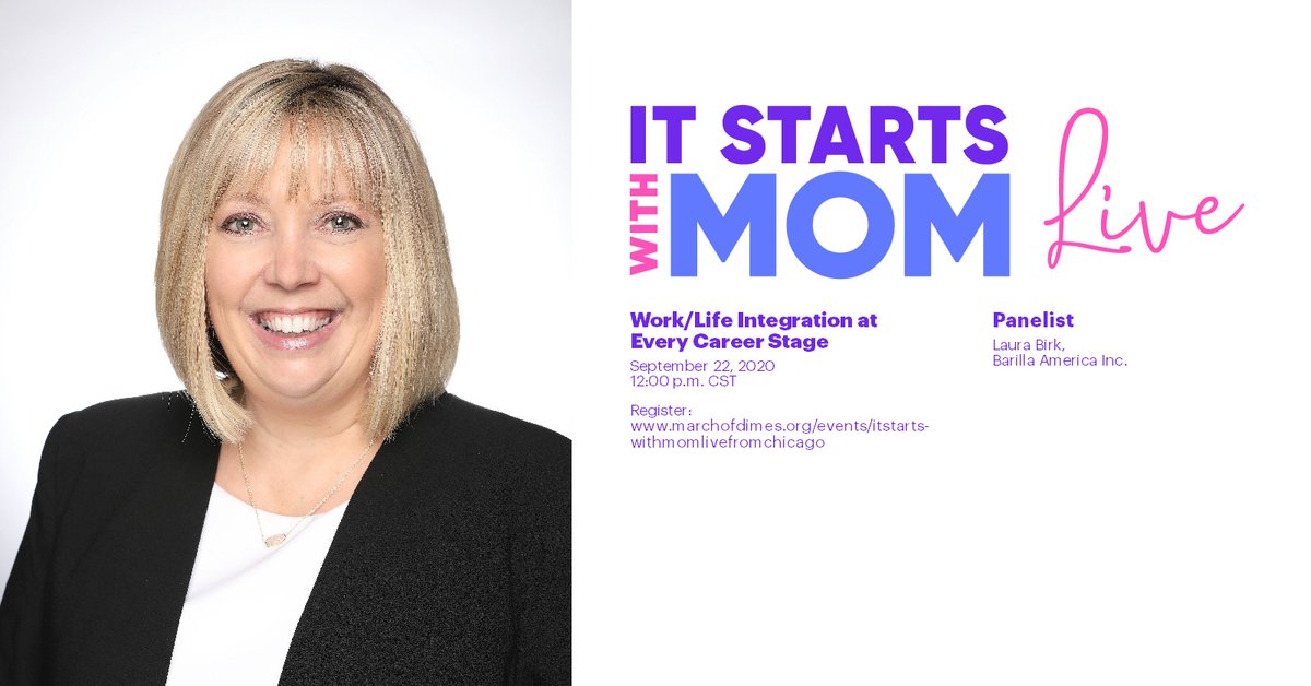 Thanks Laura Birk <a href="/BarillaUS/">Barilla US</a> for supporting moms from pregnancy through parenthood. Listen as she &amp; other community leaders tackle challenges moms face with work &amp; life integration @ every career stage. Sign up: marchofdimes.org/events/itstart…