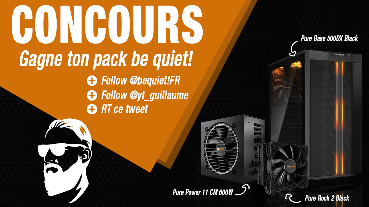 bequietFR's tweet photo. NOUVEAU CONCOURS pour fêter notre arrivée sur Twitter ! Avec Guillaume, nous vous proposons de remporter un superbe pack be quiet! détaillé dans le visuel ci-dessous. 👇 
👉 Pour jouer, follow @bequietFR &amp; @yt_guillaume 
📜 Du 15 au 24/09
🎲 TAS le 25/09
🍀 Bonne chance ! https://t.co/uccPsRFWUj