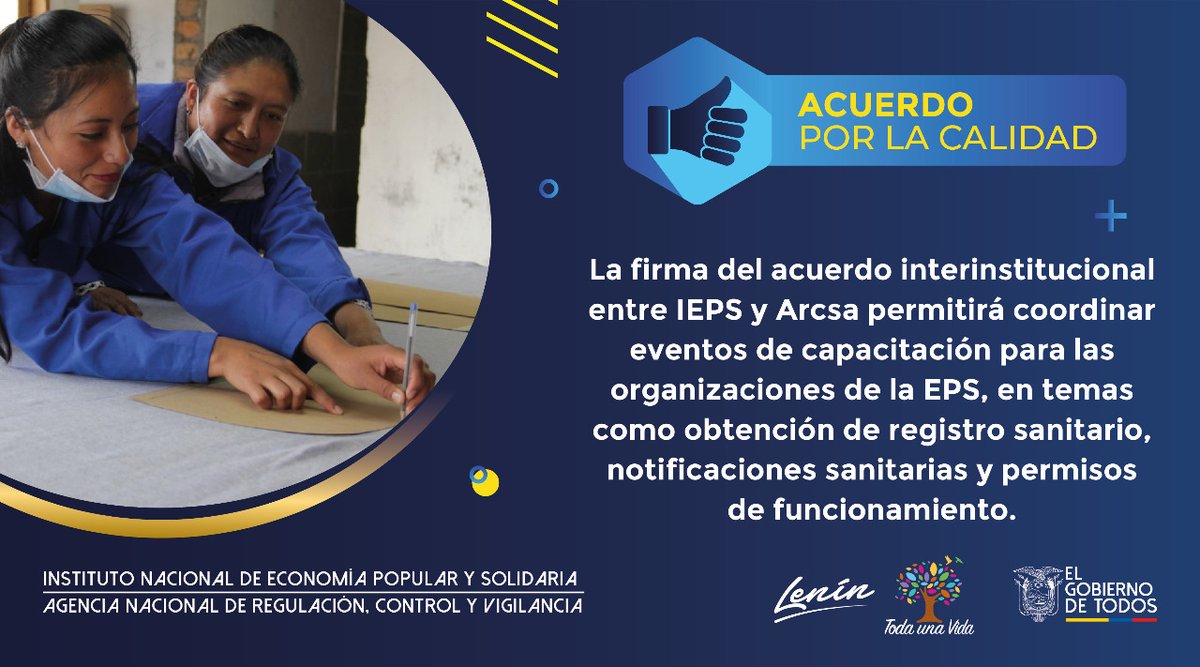 El apoyo mutuo entre <a href="/IEPS_Ec/">IEPS Ecuador 🇪🇨</a> y <a href="/Arcsa_Ec/">Arcsa Ecuador</a> brindará la posibilidad de implementar procesos de formación que orienten a los actores y organizaciones de la #EconomíaPopularYSolidaria en el cumplimiento de sus obligaciones en temas sanitarios.
#RutaDeFomentoEPS #JuntosEcuador