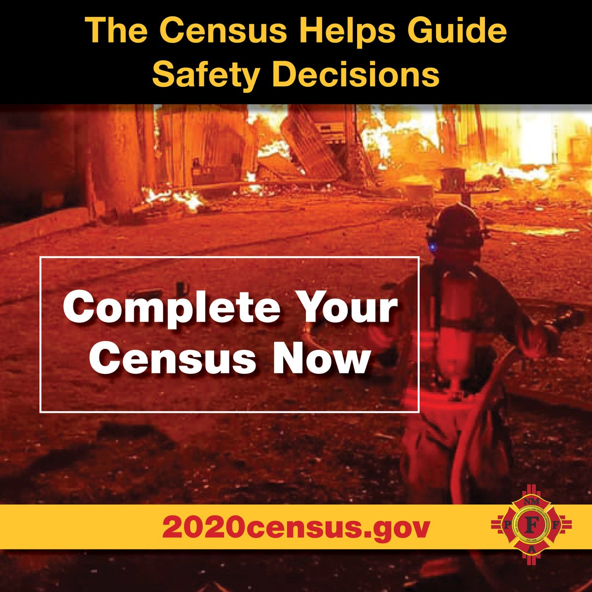 NMPFFA's tweet photo. Help us keep our communities safe - the data collected by the #2020 Census affects funding for fire and police departments, medical clinics and education. Take a minute and complete the short census at https://t.co/GDmhVvYhiT #CompleteCount #CompleteCountNM https://t.co/ofpowW0qHA