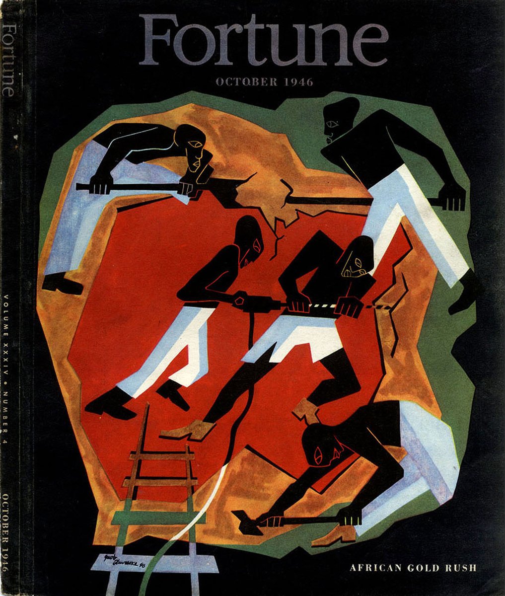 Thought I'd add some more to this vintage Fortune Magazine cover thread. There's so many great covers to share. Alvin Lustig (1952), Jacob Lawrence (1946), Leo Lionni (1952), Walter Allner (1952).  #wardsmorguefile