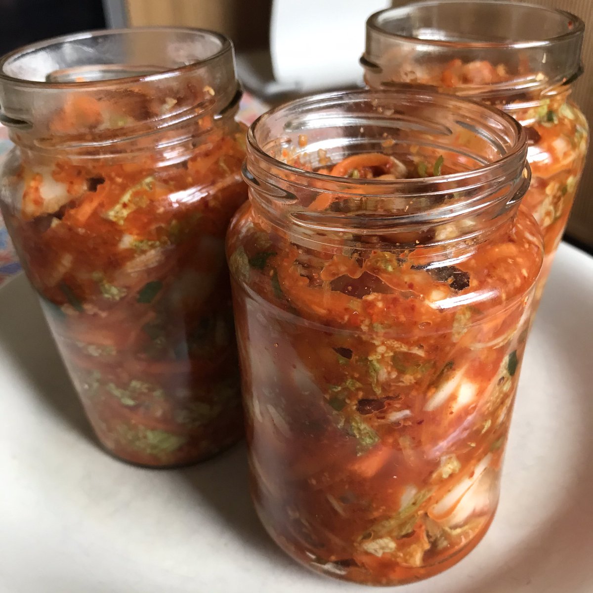 My homemade #kimchi. In 3 weeks it will be full of #beneficialbacteria and #probiotics to help promote proper gut function and for #immunesupport ready for the winter ahead. #prebiotics #gutsupport #healthygut #readyforwinter #heathylifestyle #wellness #healthylife #nutrition