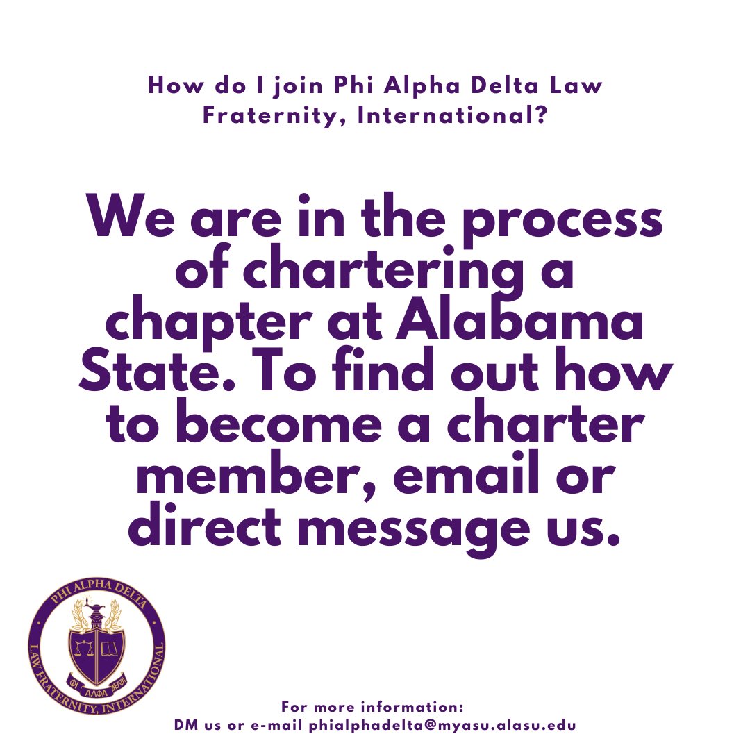 PAD_ALASU's tweet photo. Please fill out the Interest Meeting Sign-In Form in our bio pertaining to the Phi Alpha Delta Interest Meeting that will be held on Thurs., Sep. 24th at 6:00 PM (CST). 

#myASU #myASU21 #myASU22 #myASU23 #myASU24 https://t.co/UIMuked0gc