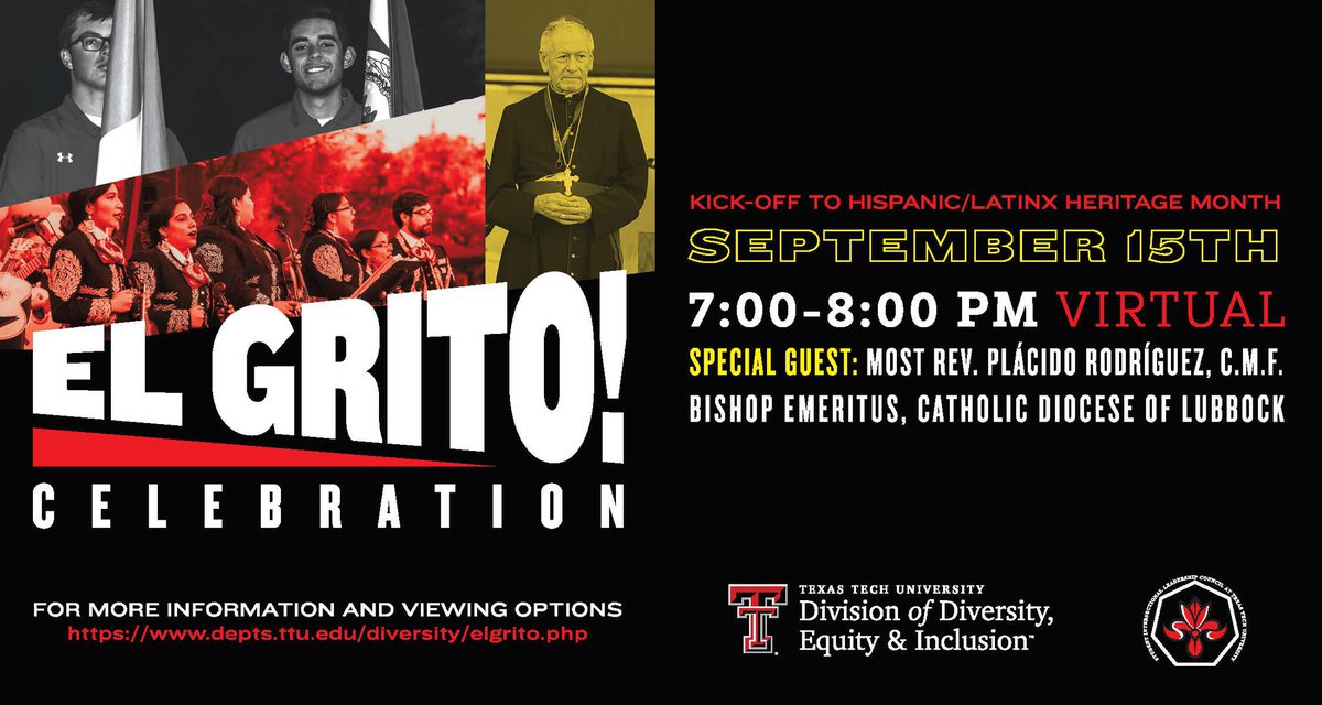 UMI_TexasTech's tweet photo. Join us to virtually celebrate El Grito  TODAY at 7-8pm!! ❤️🧡💛🤍 https://t.co/EcFZMAY7ww