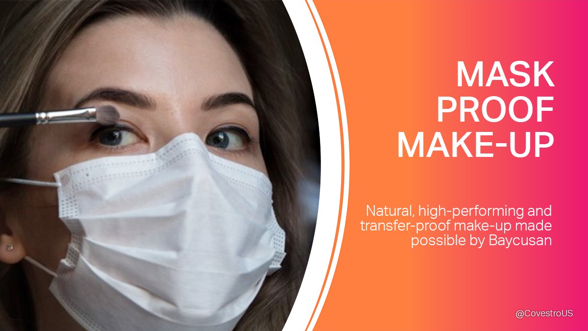 CovestroUS's tweet photo. Is your #makeup mask-proof? Our #Baycusan eco line offers a #biodegradable solution for #sustainable, smudge-proof cosmetics. Read more here: https://t.co/mATwZtsMqv https://t.co/vIO9X2ZoOF