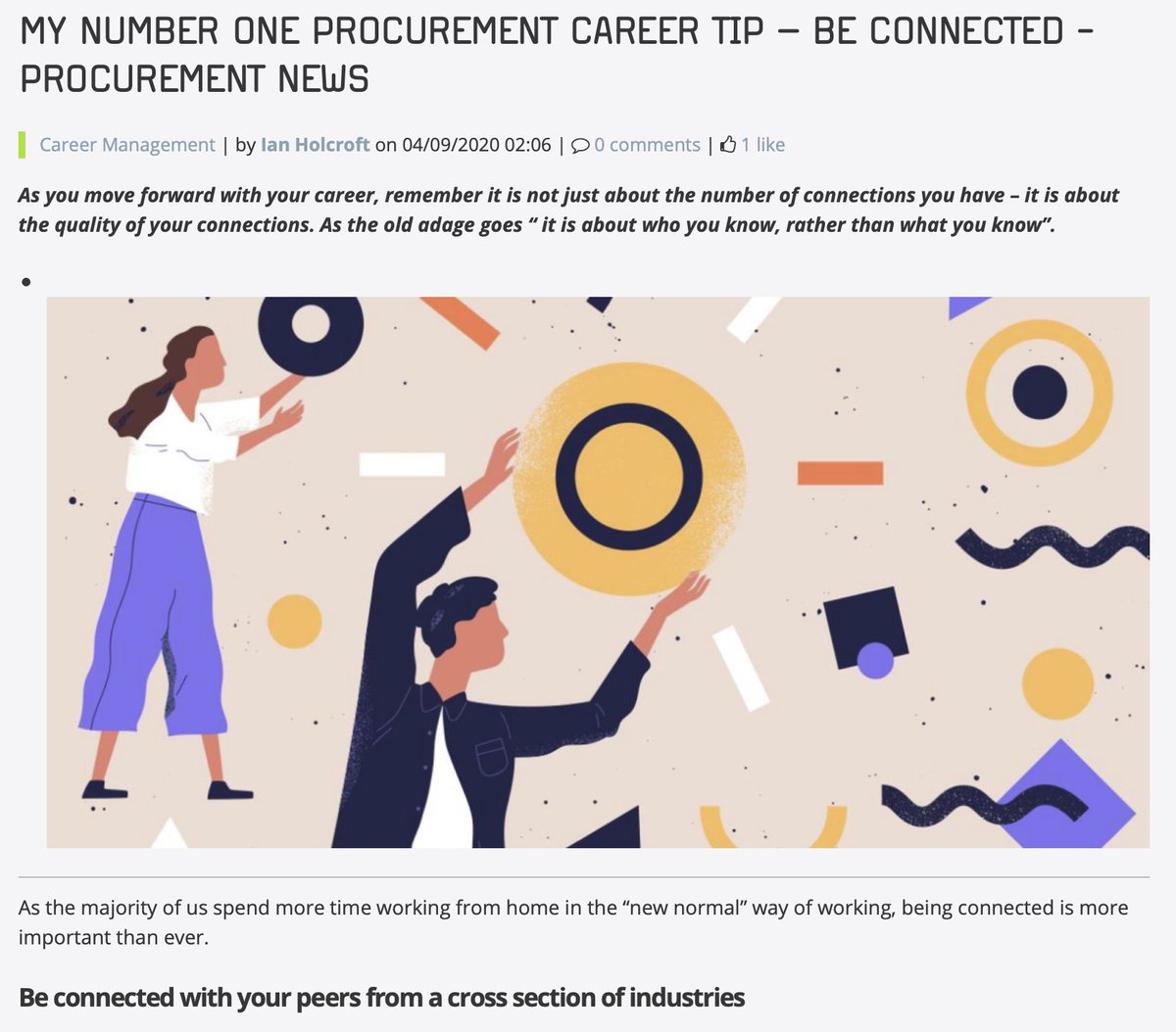#Procurement career progression tip from Murphy Procurement Director Ian Holcroft: "My number one procurement career tip - be connected..." via <a href="/procurious_/">Procurious</a> ow.ly/Y0gV50Bie6N