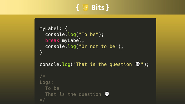 Cilly_Boloe's tweet image. JavaScript labels - they exist! 🏷️

Check out how you can namespace blocks of code.

Article: jsbits-yo.com/snippet/whats-…

#JSBits #javascript #100DaysOfCode #javascript30