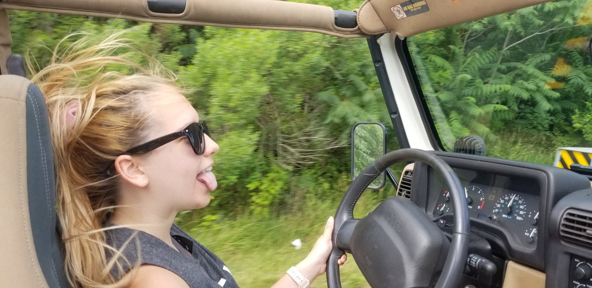 The kid has jeep hair... I doubt she cares