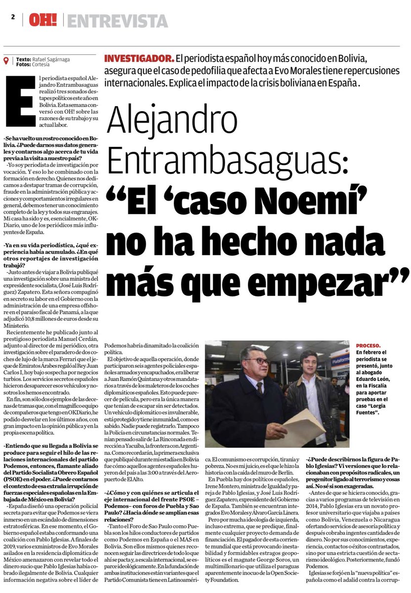 entrammbasaguas's tweet photo. ¿Por qué Pablo Iglesias y @PODEMOS no condenan el caso de pedofilia que acorrala a Evo Morales? Hay un silencio cómplice.

Hoy me entrevista el periódico @LosTiemposBol para hablar de la repercusión de mis investigaciones periodísticas a @evoespueblo. https://t.co/FTFWaBiwCr https://t.co/oortvdhRnO