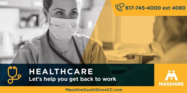 MassHireSS's tweet photo. Looking for a job in #healthcare? Visit https://t.co/3rcXxmRJYK to find the latest job postings from hospitals &amp;healthcare businesses, career counseling and training, workshops, &amp; more. With our resources, you'll be prepared to find the right healthcare job for you! 617-745-4000. https://t.co/lBeKI0bXTP